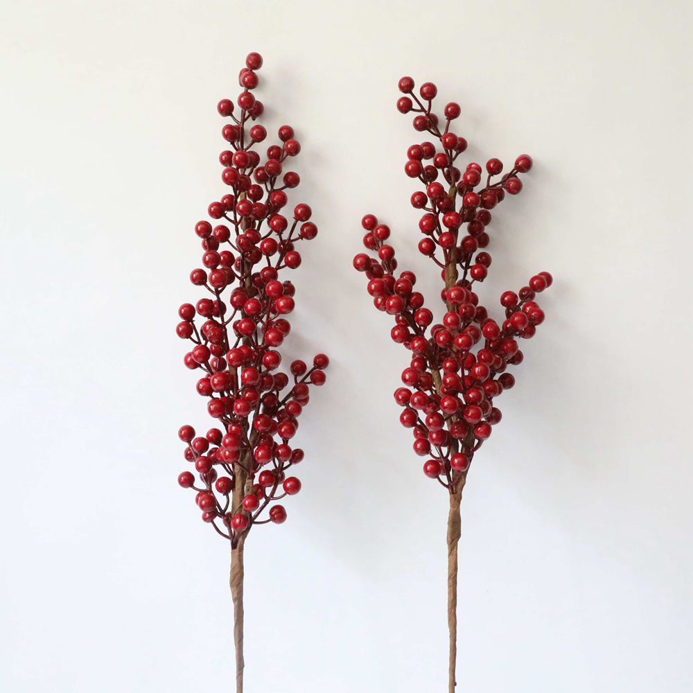 跨境聖誕冬青紅果婚慶INS風仿真花廠家家居裝飾批發假花MW61204
