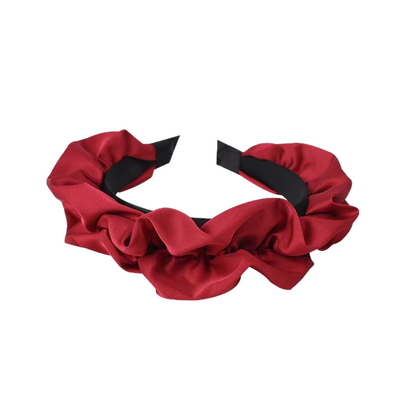 Advanced Sense Headband Women's High Cranial Top Pleated Headband Retro French Internet Red Pressed Hair 2022 New Hair Card Headwear