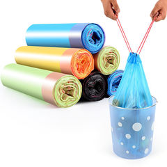 Thickened drawstring trash bags, automatic closure, handle-type household black large kitchen cleaning plastic bags for wholesale