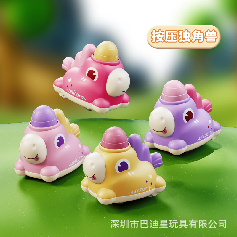 Exportación transfronteriza de dibujos animados para niños con forma de coches de inercia de compresión conejo cerdo perro león animal coche de juguete