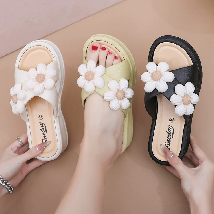 Повседневная дикая пляжная обувь на толстой подошве на высоком каблуке противоскользящие тапочки женская 2025 новая мама обувь можно носить на улице