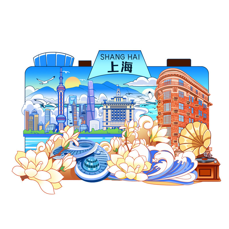 上海武康建文化創造木製国家トレンド冷蔵庫マグネット磁気創造豫園観光土産ランドマーク建物|undefined