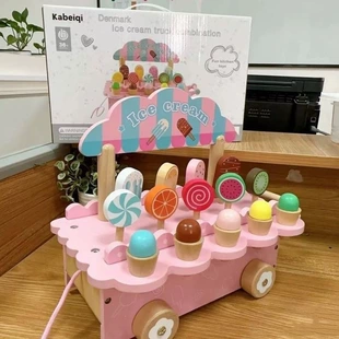 Деревянная тележка-мороженое игровой набор от 2–3 лет