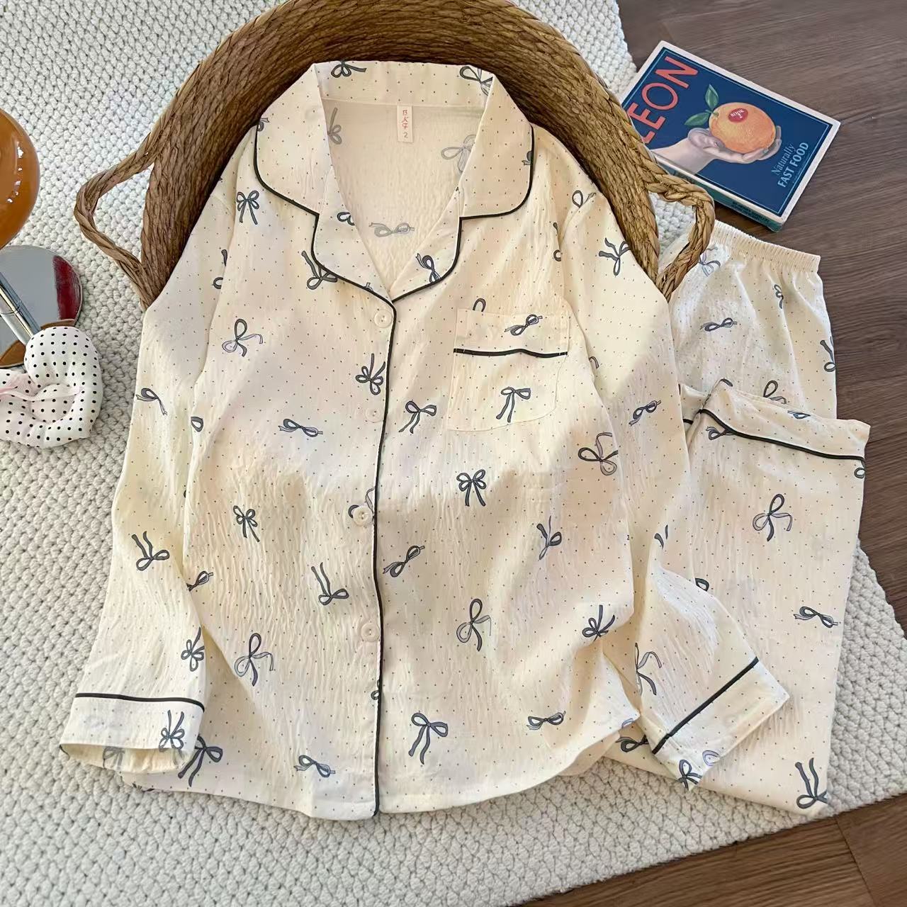 Cartoon al por mayor transfronterizo nubes de algodón pantalones de manga larga pijamas cardigans dulces de alto valor de ropa de hogar conjunto de ropa exterior