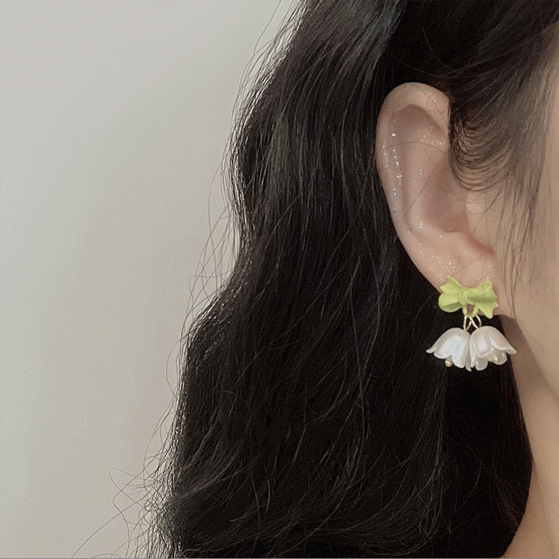 Drop Earrings Classification Sweet Flower Bow Knot Plating Alloy Artificial Pearls Drop Earrings