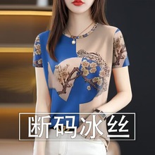 清仓捡漏~高档女装夏季冰丝短袖显瘦减龄薄款恤女上衣