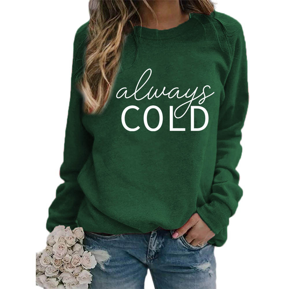 Comercio exterior transfronterizo suministro europeo y americano FRÍO impreso cuello redondo más tamaño europeo suelta casual Otoño e Invierno de las mujeres