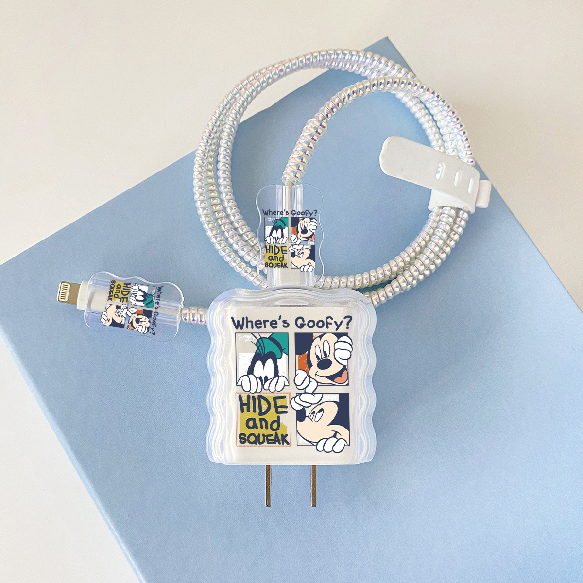 Apple 20w-D3 미키 오버레이 헤드기어 + 물결선 클립 + 1m 레이저 흰색 로프 + 흰색 스트랩