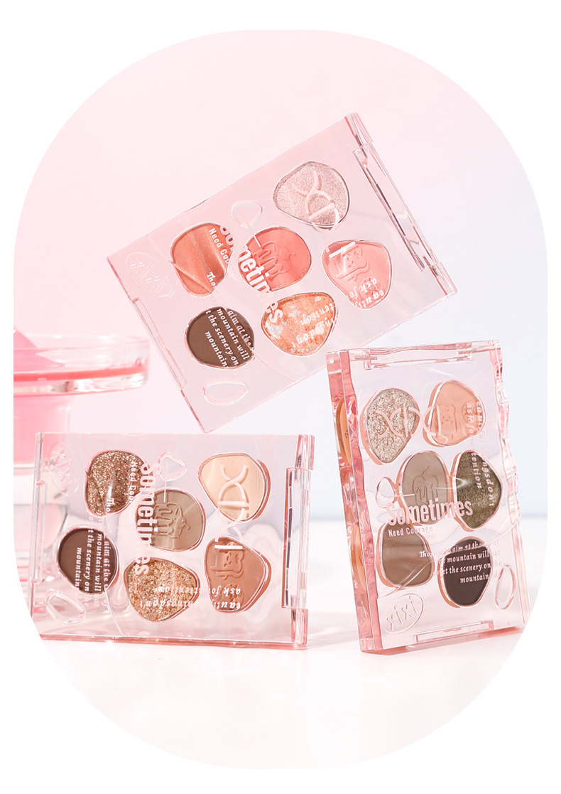 xixi Sweet Double Color Eyeshadow Palette: Pearlescent, matte, fine flash, low saturation, cold tone, grayish-brown, everyday earth tones undefined