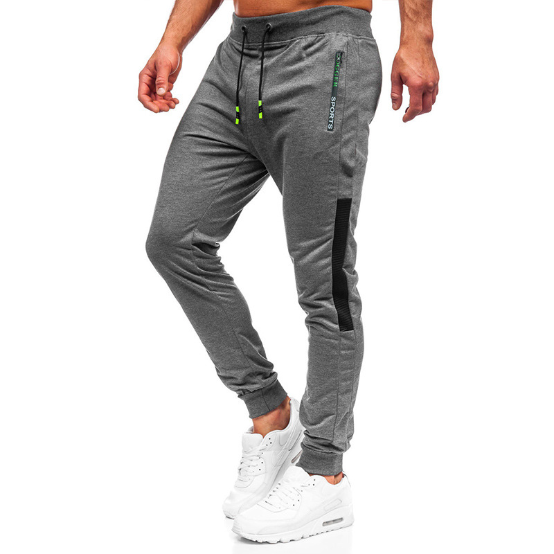 2021 European and American men's slow-running pants foreign trade men's spring loose stripping pants Amazon sports long pants