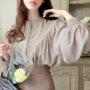 前后灯笼袖气质圆领衬衫