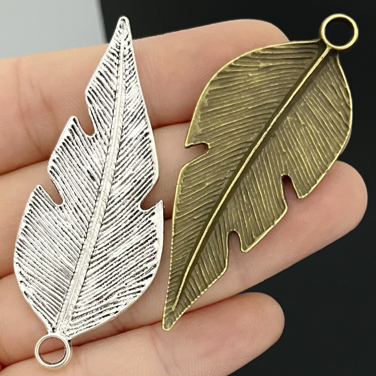 DIY Alloy Jewelry Accessories, Vintage Leaf Pendants, Necklace Keychain Pendants, Handmade Materials