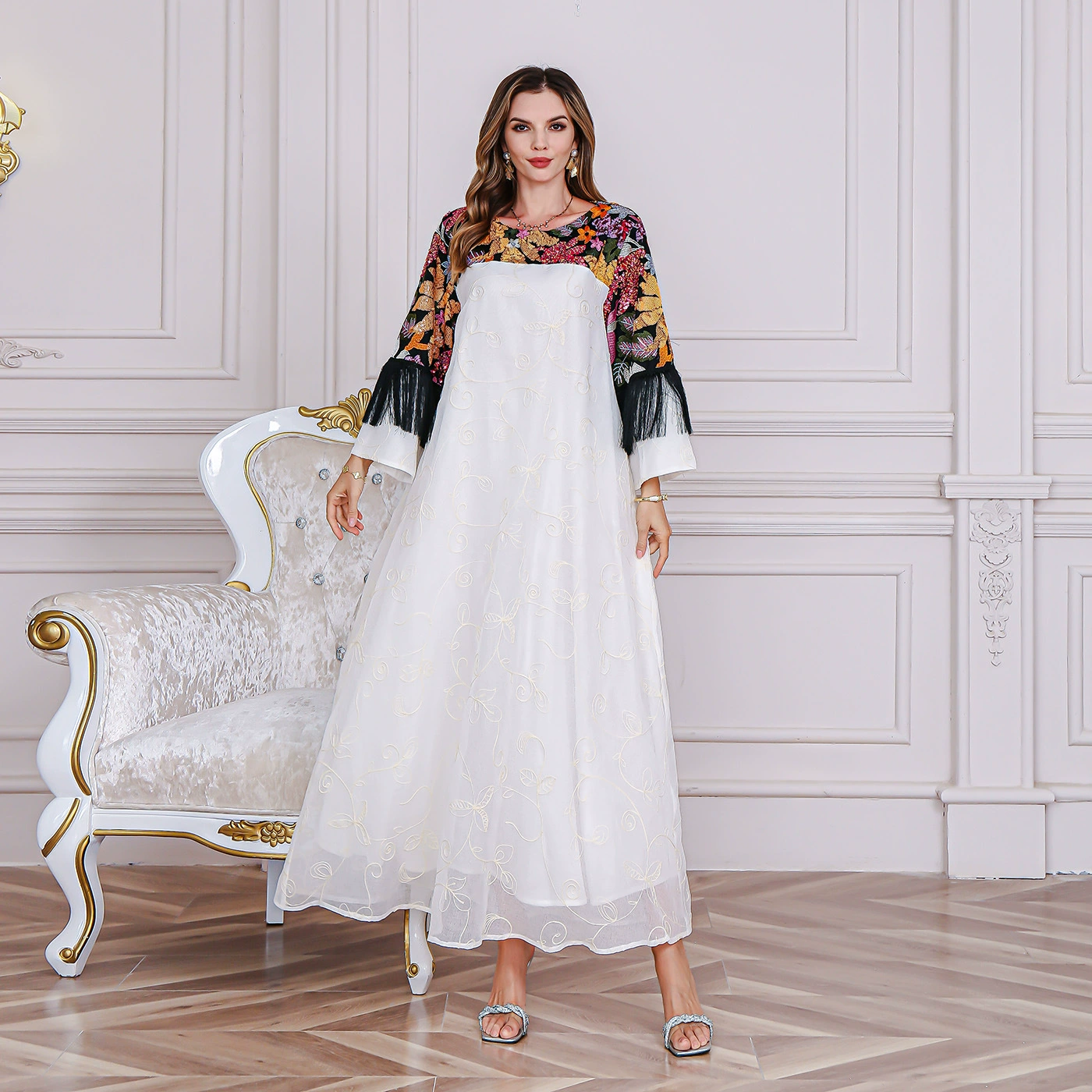 OEM пользовательские мусульманские халаты вышитые бусы женские женские платья abaya новое вечернее платье