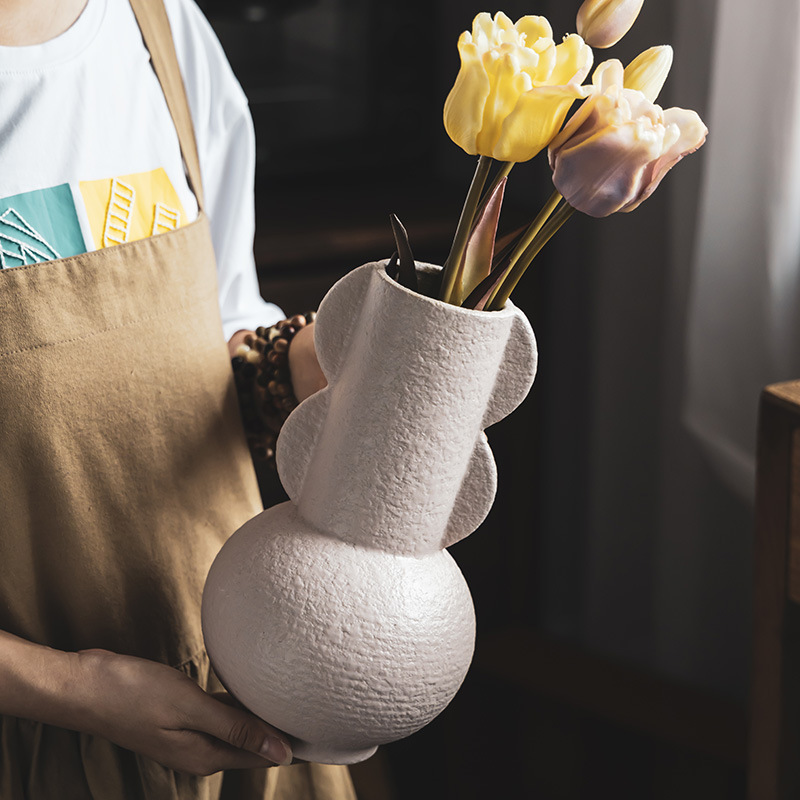 Wabilifeng simple jarrón de cerámica binaural arreglo floral para el hogar decoración decoración sentido artístico flor hidropónica flor flor al por mayor