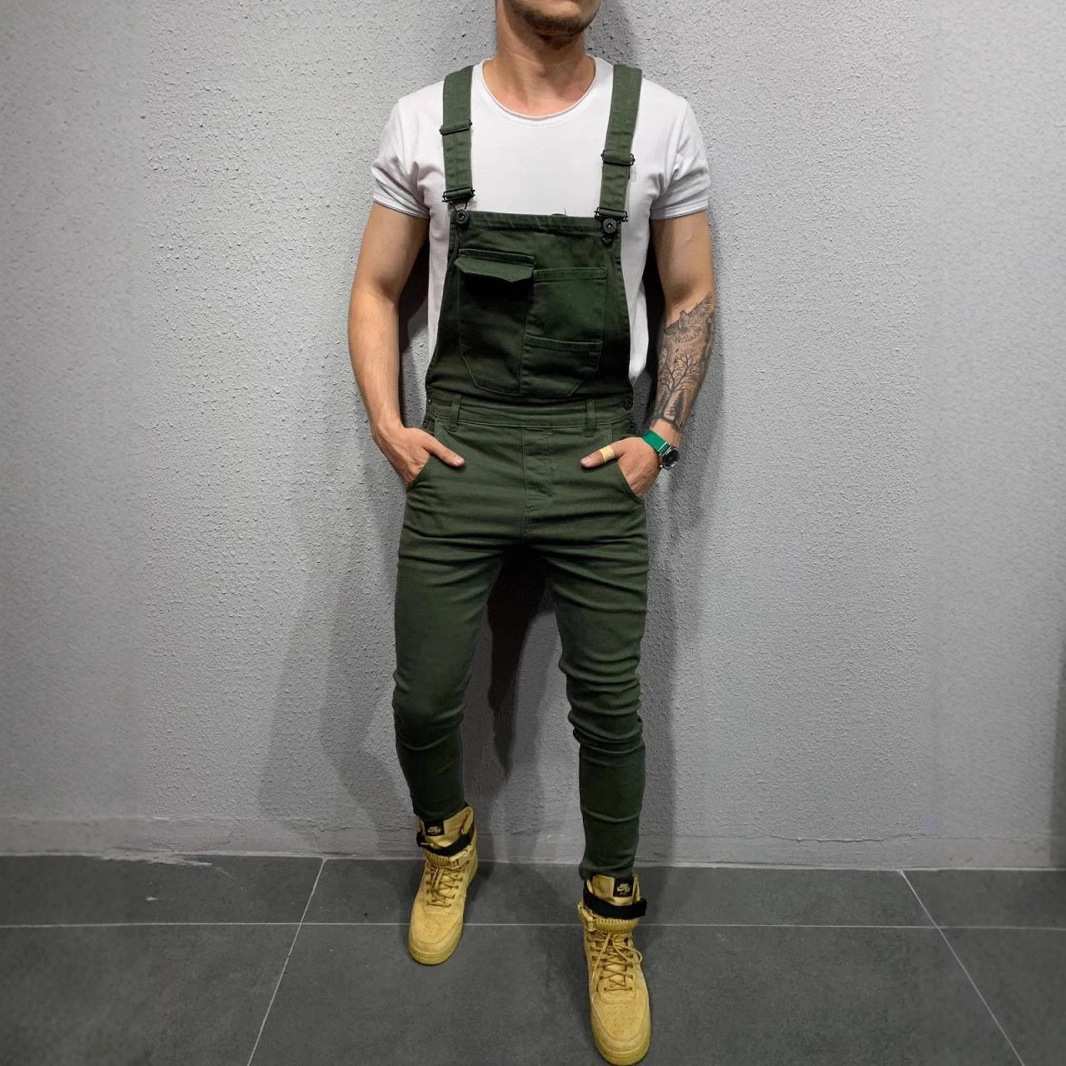 Foreign Trade Popular Workwear With Multiple Pockets, Overalls, Men's Casual Slim Fit Woven Jumpsuit, Wish Overalls, Men's_voghion.com