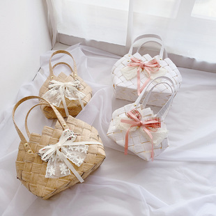Straw Niche Girl's Handbag South Korea Fashion Children's Play Bag Girl's Bamboo Pieces Storage Bag