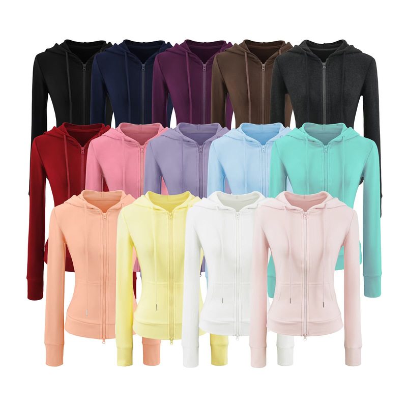Fashionable Sweatshirt Set Spring Hooded Velvet Sweatshirt Jacket Wide-Leg Straight Pants Autumn and Winter Warm Yoga Pants for Women