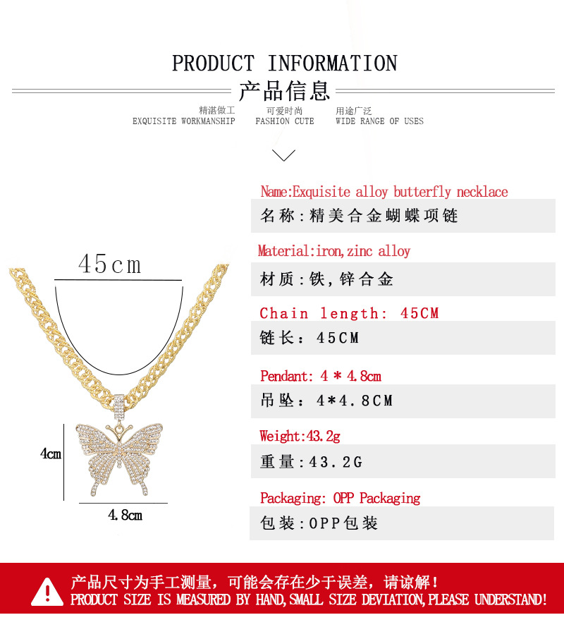 Fashion Alloy Diamond Butterfly Necklace display picture 2