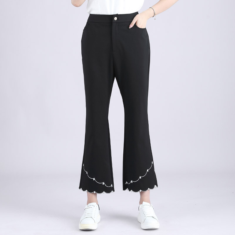 Summer Loose Draping Anti-wrinkle Plus Size Embroidered Nine-point Commuter OL Suit Casual Pants Middle-aged Women's Clothing