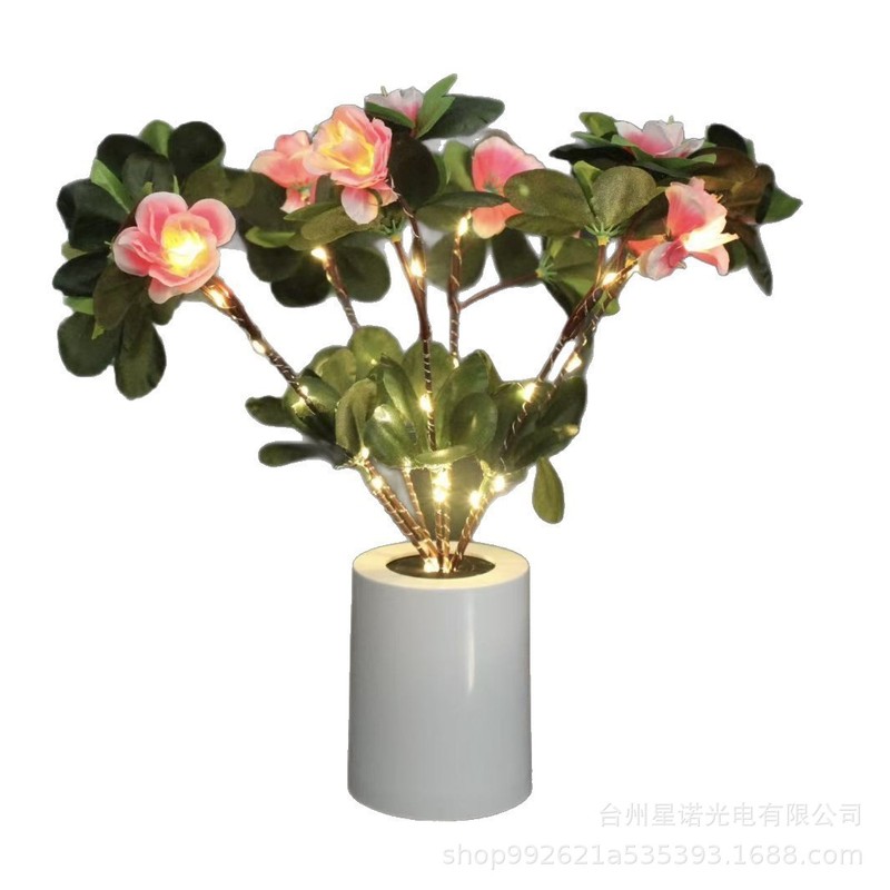 栀子花杜鹃玫瑰花电池款小夜灯高级感氛围浪漫情人网红礼物台灯|undefined