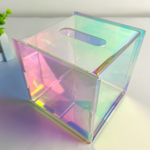 Custom wholesale acrylic tissue box light luxury roll paper tube square storage box laser acrylic tissue box