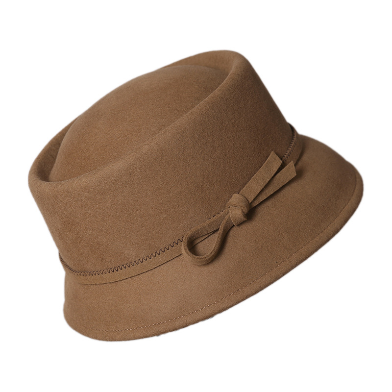 Mũ len nữ beanie phong cách Pháp trang trí nơ, chất len pha cao cấp ấm áp — màu đen