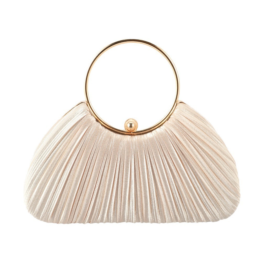 2025 New Arrival Cross-Border Hot Sale Circular Pleated Evening Bag Women's Banquet Party Dress Qipao Chain Small Handbag - Thumbnail 5