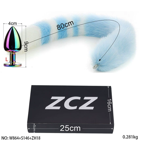 Large color model + extra long sky blue and white tail