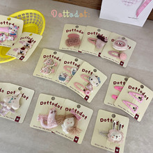 ins韩系新款软萌粉色系儿童发夹布艺发夹卡通侧边刘海碎发夹手工