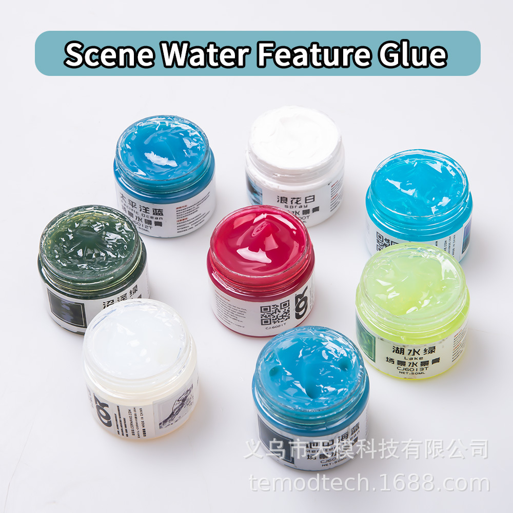 Temod 50ml Water Scenery Paste Sand Table Building Materials Ocean Lake Water Landscaping to Create Sea Wave Effects