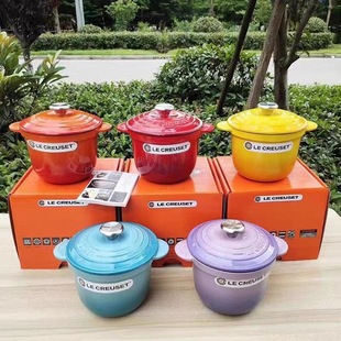 French LE CREUSET cool color ceramic stew pot household enamel color water-proof stew dessert with lid binaural health pot