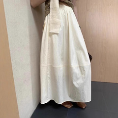 U韩系简约松紧腰半身裙女春新款宽松显瘦通勤百搭气质a字中长裙