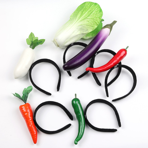 Creative cute personality funny three-dimensional vegetable headband radish pepper eggplant green vegetable headband women's hair accessories hairpin