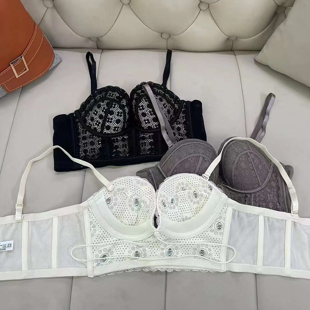 Nuevo tipo de sujetador de línea de teatro Jacquard transpirable y cómodo ajuste lateral de pecho con botón múltiple ropa interior mujer