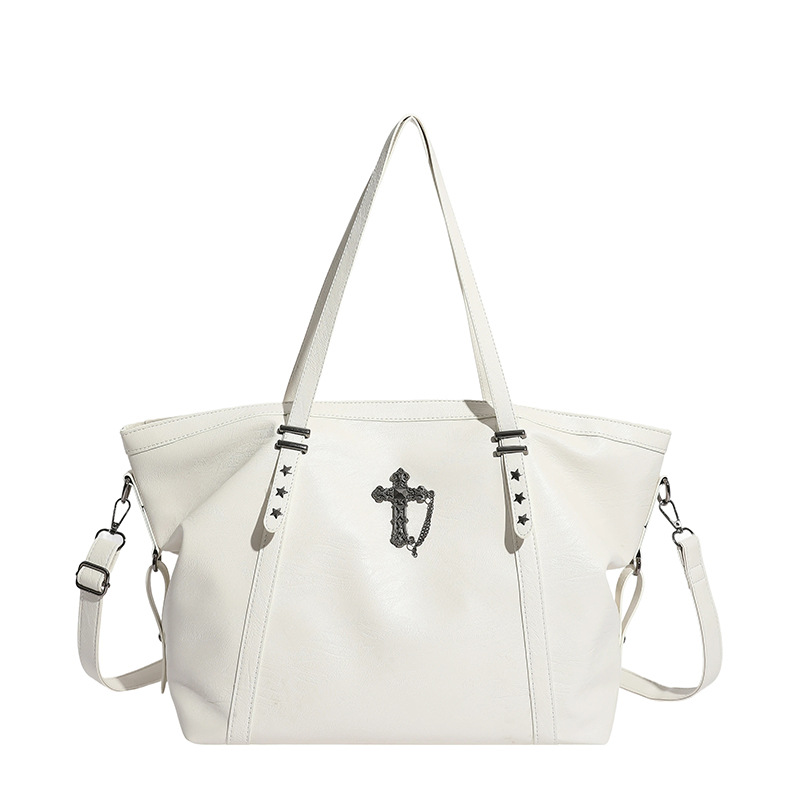 Bolsa de moda retro de gran capacidad simple de textura sólida de alta calidad, bolso de brazo de mujer de todos los días.