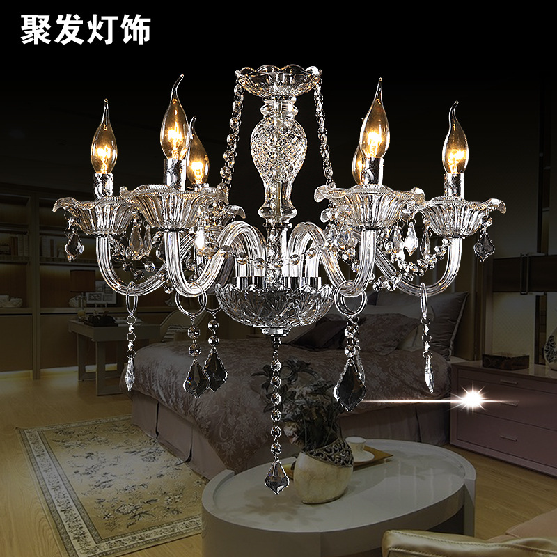 IYR7歐式水晶吊燈客廳臥室餐廳飯店婚慶金色蠟燭水晶燈具簡歐燈飾