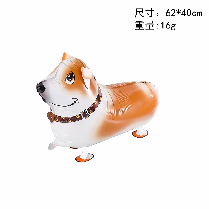 立っています。コーギーの子犬が歩いています。|undefined