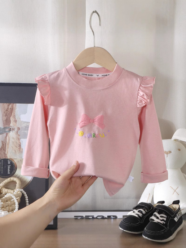 新しい女の子の耳長袖Tシャツベビーコットントップ春と秋の子供の女の赤ちゃんのファッショナブルなボトリングシャツ|undefined