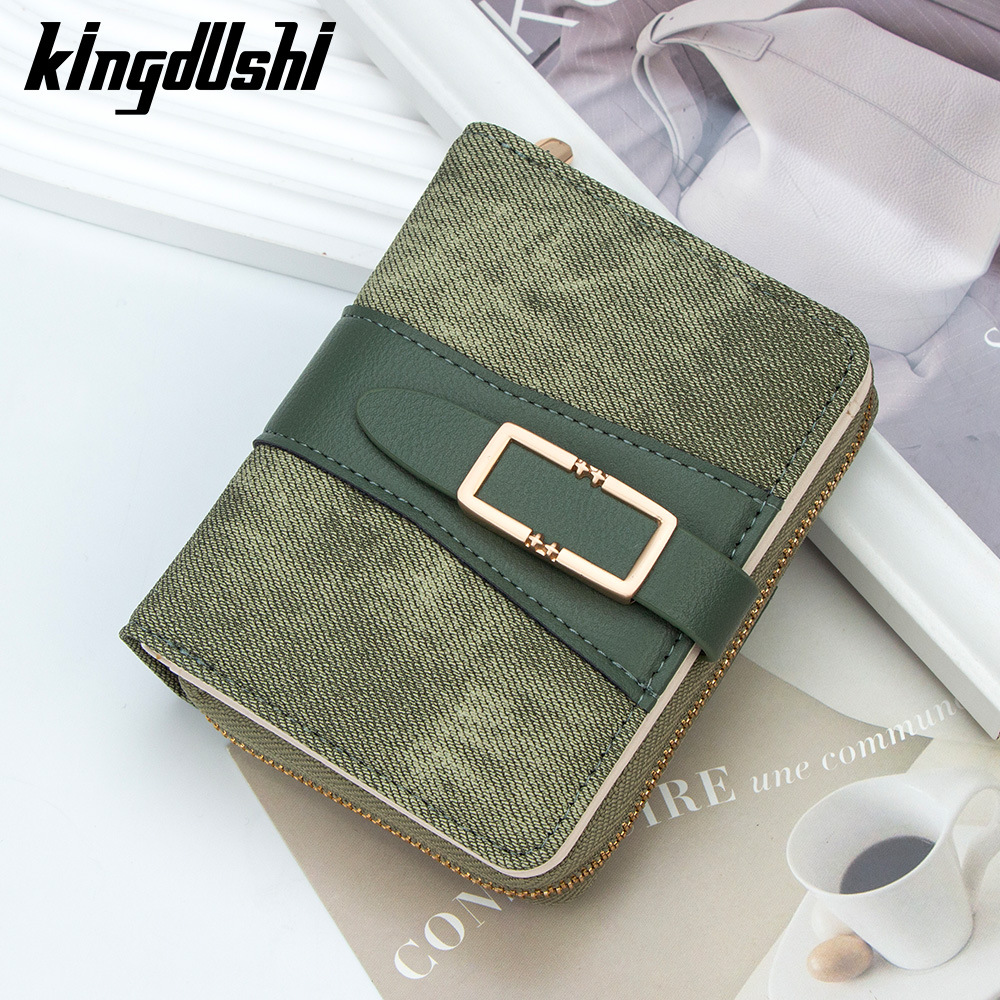 Korean Style Fashionable Buckle Women's Short Wallet Denim Style Zipper Card Holder Coin Purse Women's Clutch Wallet