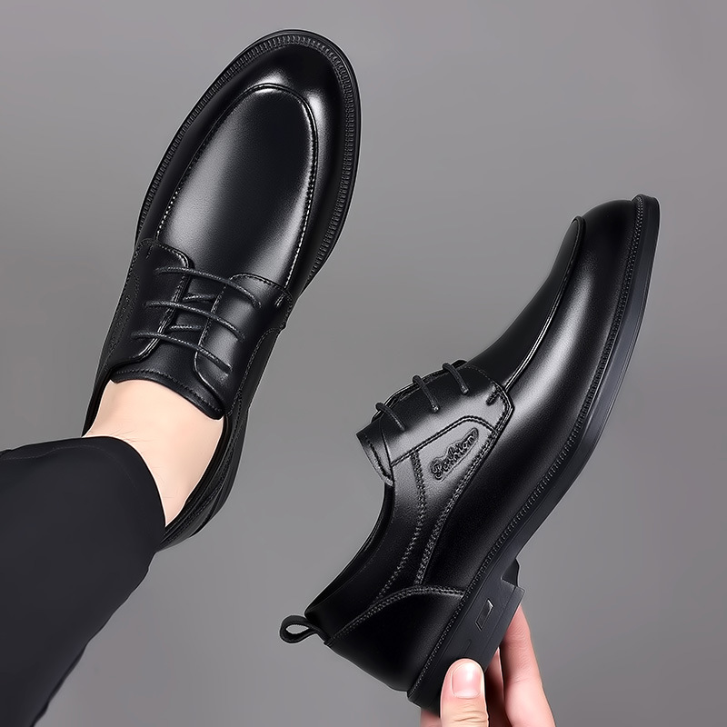 Zapatos de cuero de los hombres de la primera capa del zurriago de la primavera zapatos de los hombres ocasionales puntiagudos coreanos del negocio zapatos de los hombres del desgaste formal británico del cuero genuino image 5