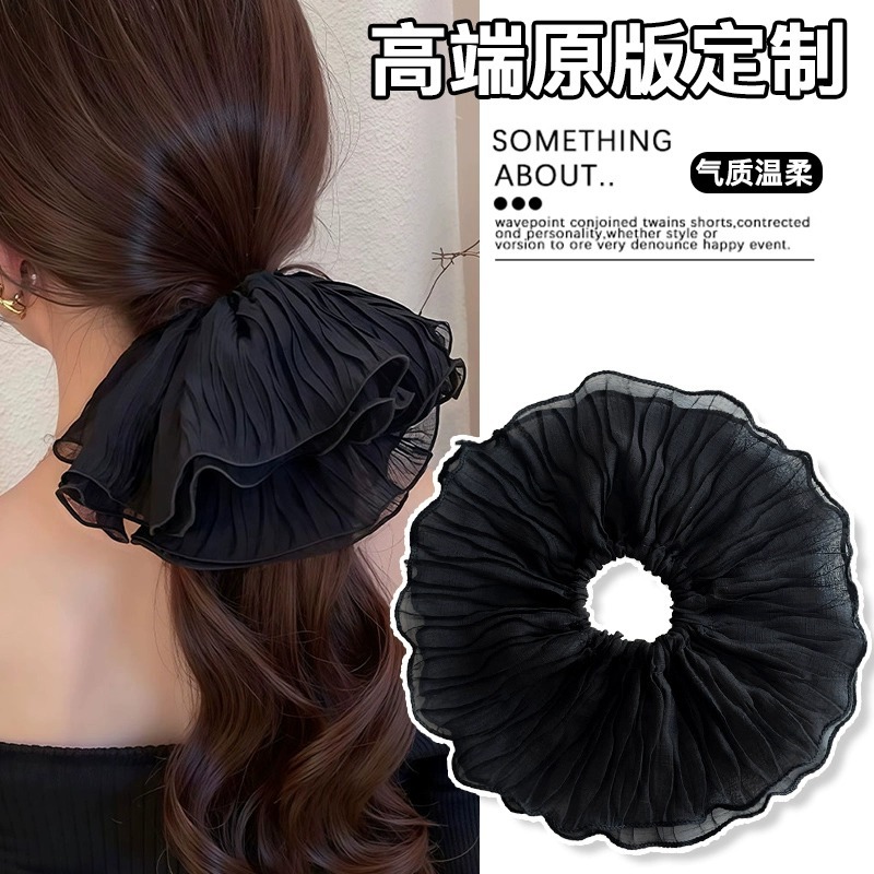 Encaje retro francés, diadema de intestino grueso, mujer 2025, nuevo estilo, cuerda para el cabello, banda de goma, lazo, dulce cuerda para el cabello, accesorios para el cabello