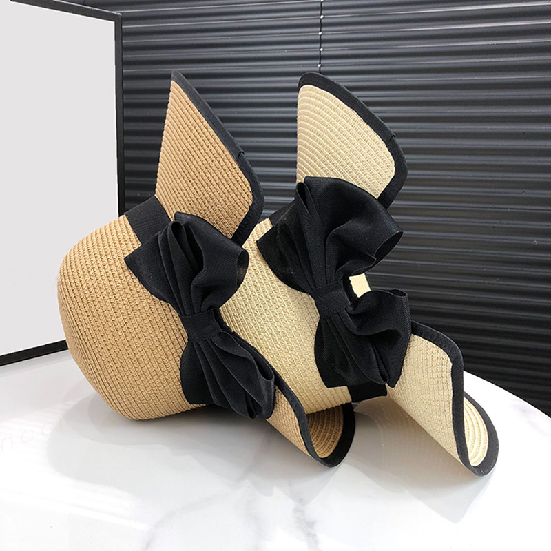 Straw women s new style rear slit big bow sun travel vacation beach hat summer large eave anti_voghion.com