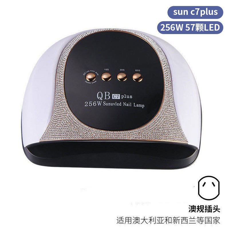 Lámpara de manicura inteligente de alta gama de luz de terapia de diamante 256W de alta potencia de pegamento de vinilo lámpara de horneado de dos manos secador de uñas transfronterizas