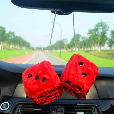 Car hanging – Hanging Rearview Mirror Dropshipping - fluffy-plush-style-red