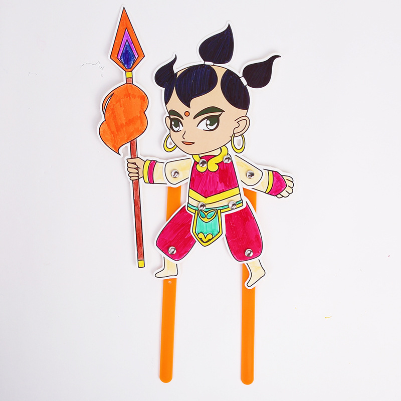 Juego de sombras Diy hecho a mano Viaje al oeste Personajes Puzzle para niños Paquete de material de pintura Jardín de infantes Juguetes de ensamblaje creativo