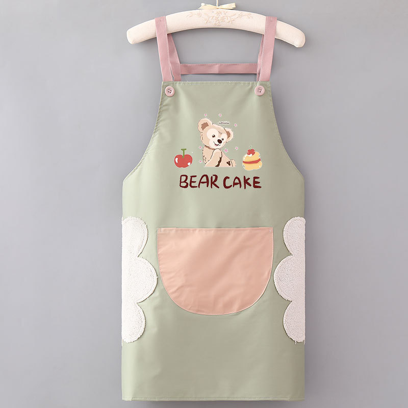 エプロンキッチン家庭用女性韓国版かわいいカップル防水防油料理ウエスト作業服印刷ロゴ印字|undefined