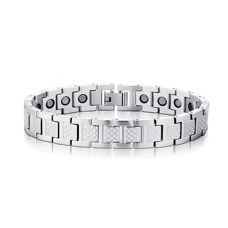 Fashion Versatile Titanium Steel Bracelet for Men Adjustable Crocodile Pattern Splicing Design Stainless Steel Bracelet Unisex Trendy