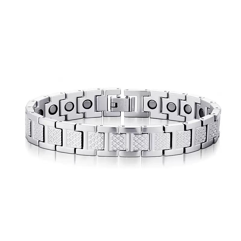 Fashion Versatile Titanium Steel Bracelet for Men Adjustable Crocodile Pattern Splicing Design Stainless Steel Bracelet Unisex Trendy