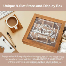 复古木质收纳盒带玻璃翻盖项链首饰展示盒客厅桌面分格文玩木盒