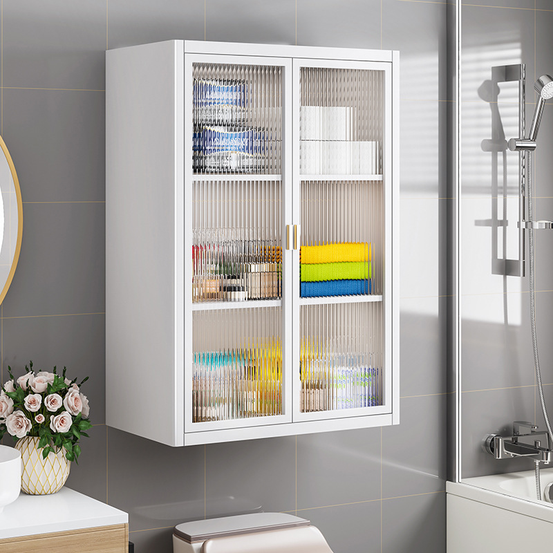 No-Drill Bathroom Storage Cabinet, Bathroom Shelf, Wall-Mounted Washstand, Cosmetics, Over-The-Toilet Hanging Cabinet, New Model